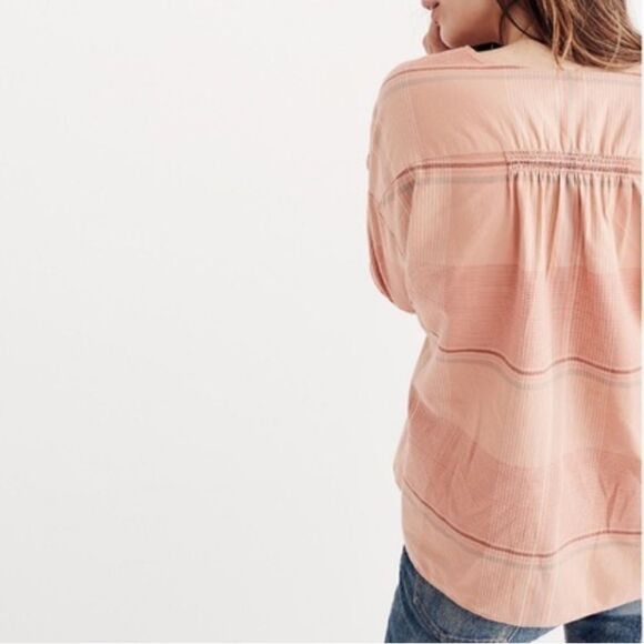 MADEWELL Plaid Peach Morningview V-neck  Button Front Blouse Top Sz XS - Picture 13 of 13